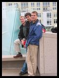 three brothers in front of the glass museum, Tacoma, WA
